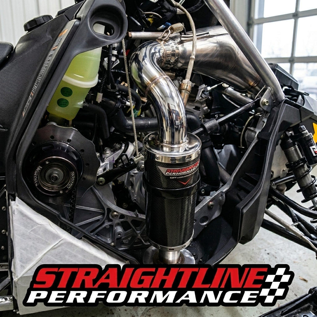 Straightline Performance Polaris AXYS 850 Patriot Carbon Fiber Muffler (Polished Stainless Steel)