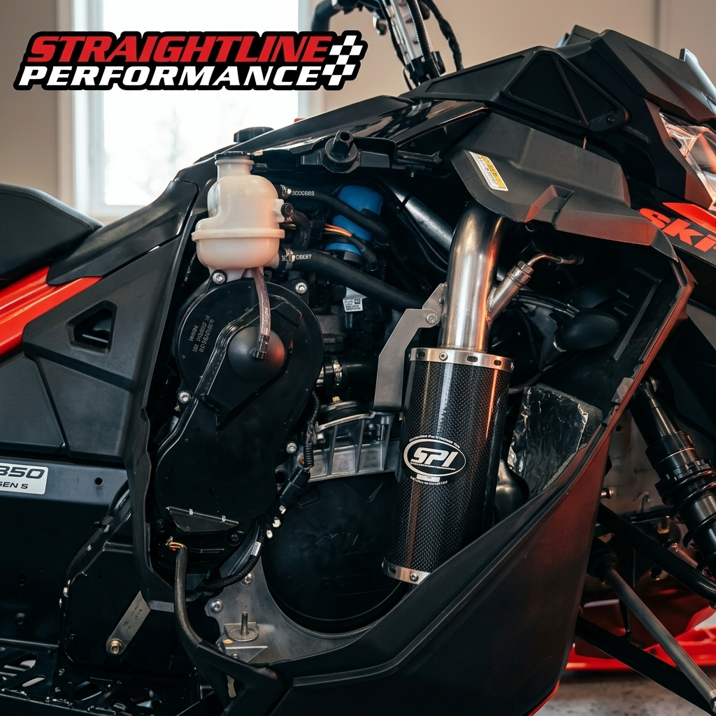 Straightline Performance Ski-Doo 850 REV Gen 4 / Lynx Radien Carbon Fiber Muffler (Stainless Steel)
