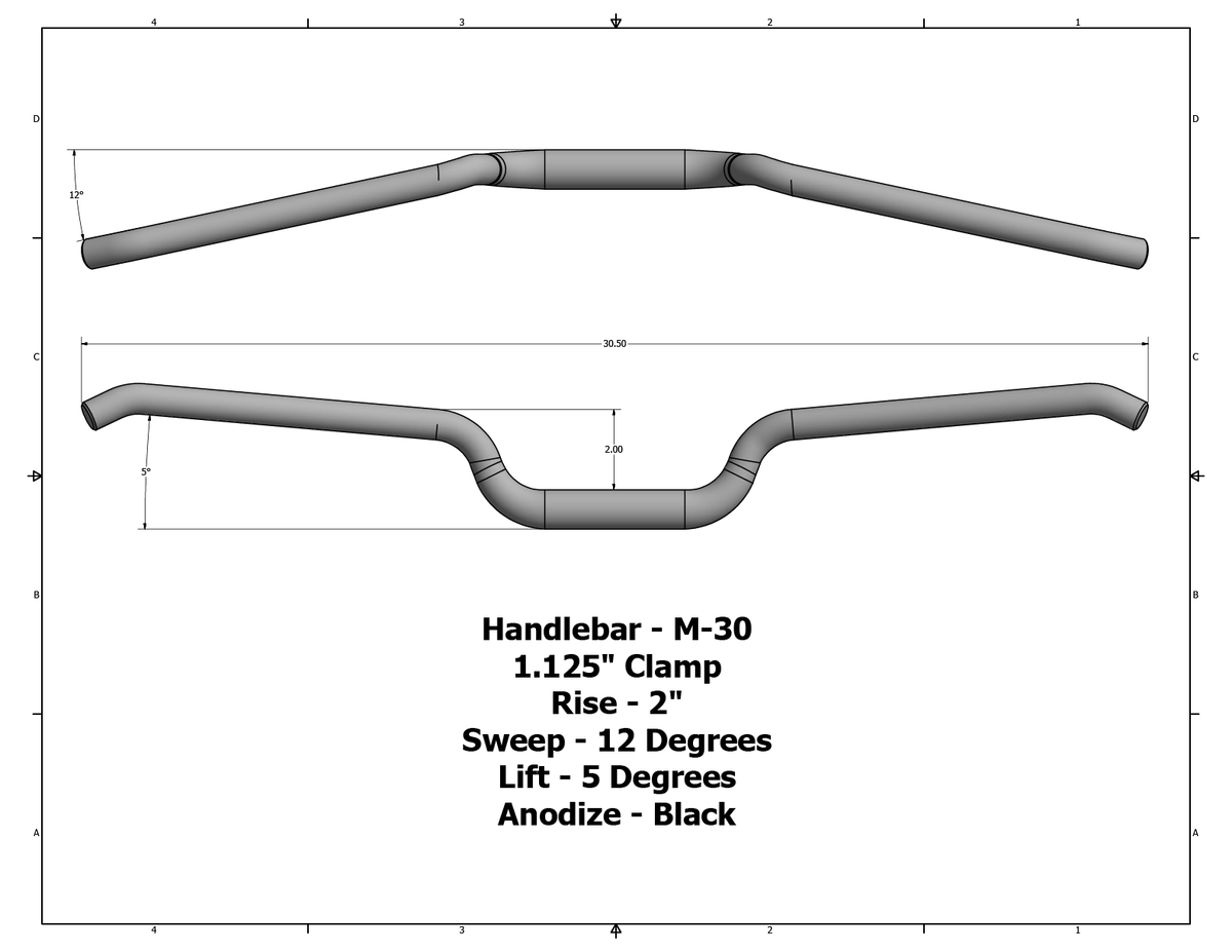 M-30 handlebar dimensions