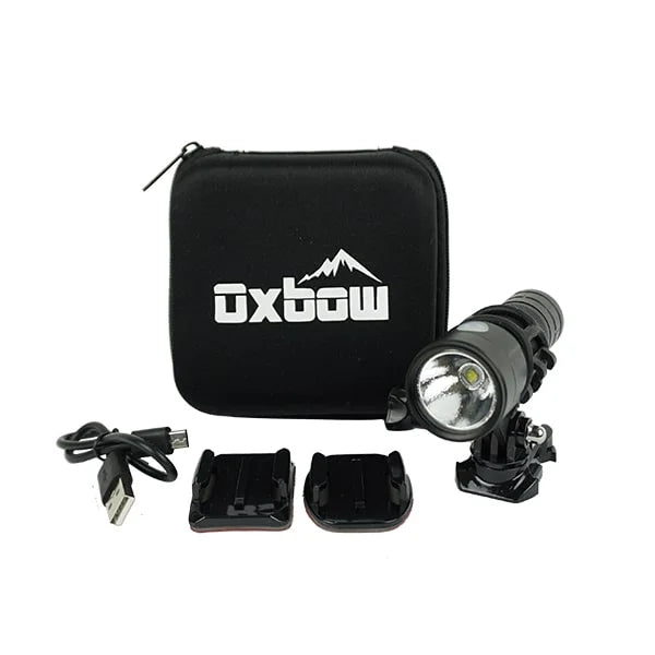 dirt bike helmet flashlight Dango Design Navigator LED Trail Light | 2,100 Lumen Rated Cree LEDs | Digital Readout Battery and high Oxbow Maverick Dirt Bike Helmet